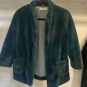 Mango Kids Green Teddy Jacket Size 10